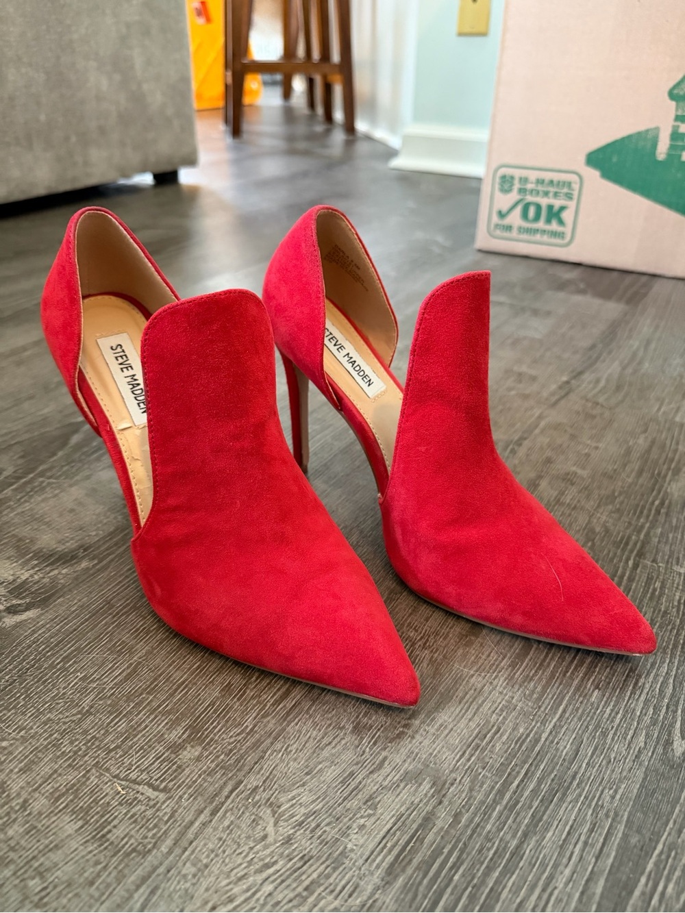 Steve Madden DARLA Red Suede Pointed D'Orsay Stiletto Heels